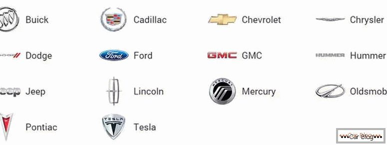 nejkomplexnější seznam amerických značek automobilů