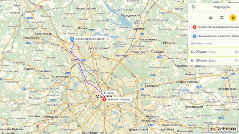 jak udělat cestu přes mapy Yandex autem